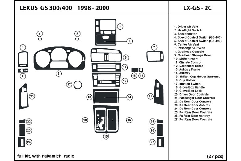 1998 Lexus GS DL Auto Dash Kit Diagram