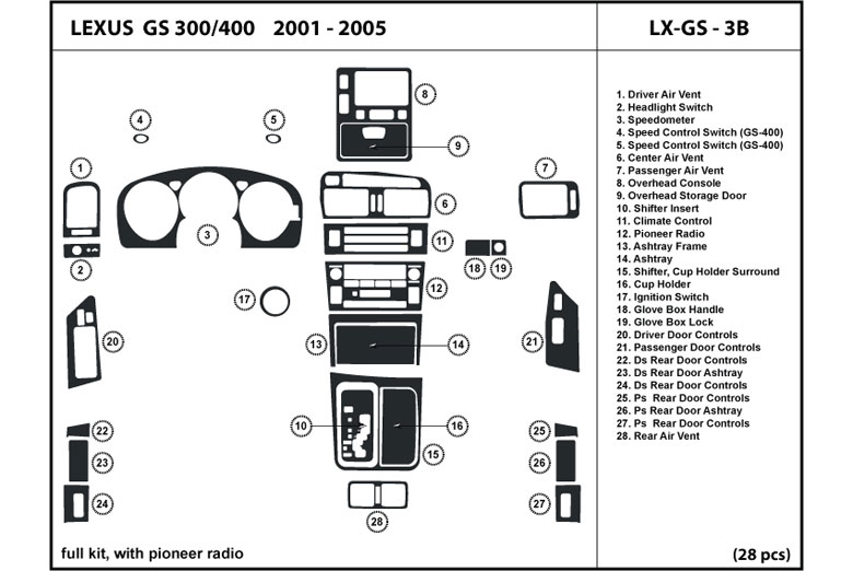 DL Auto™ Lexus GS 2001-2005 Dash Kits