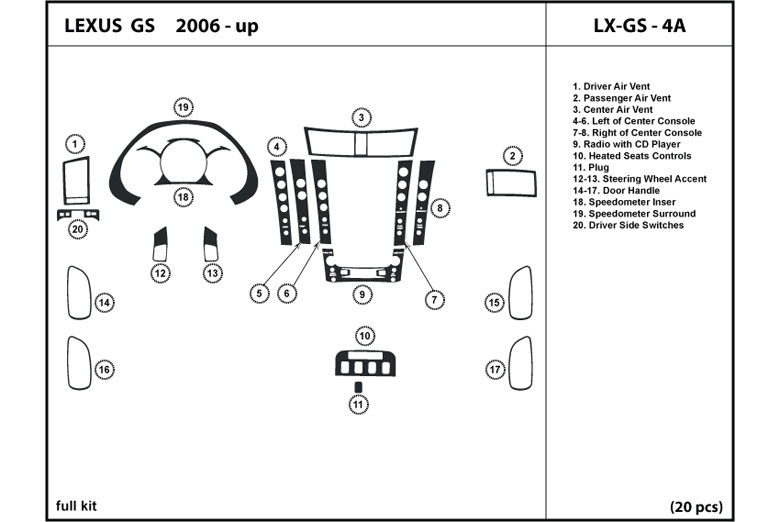 2006 Lexus GS DL Auto Dash Kit Diagram