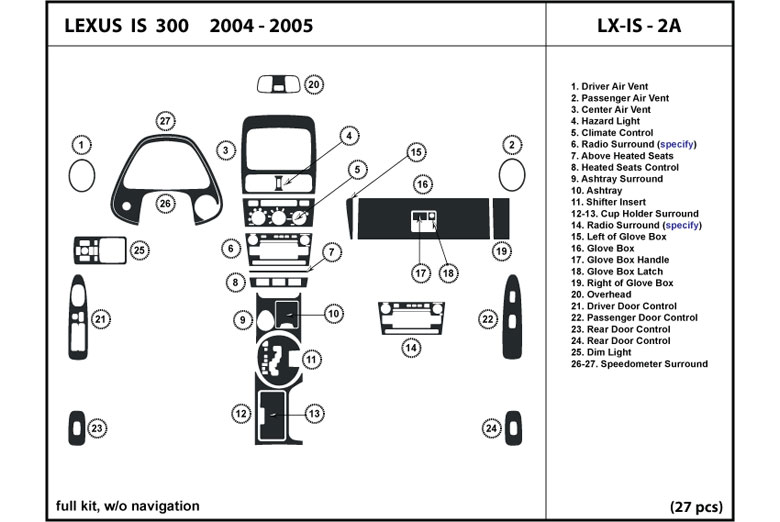 DL Auto™ Lexus IS 2004-2005 Dash Kits