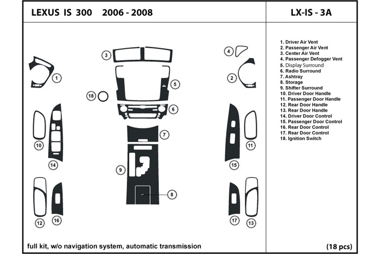 DL Auto™ Lexus IS 2006-2008 Dash Kits