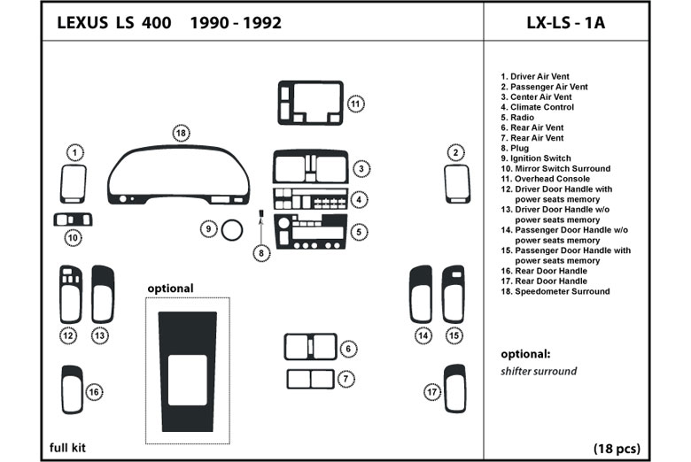 DL Auto™ Lexus LS 1990-1992 Dash Kits
