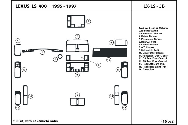 1995 Lexus LS DL Auto Dash Kit Diagram