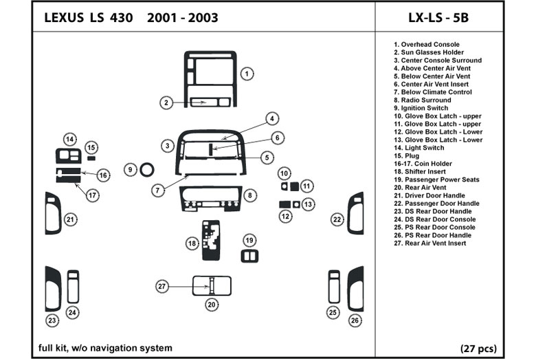 2001 Lexus LS DL Auto Dash Kit Diagram