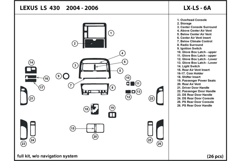 DL Auto™ Lexus LS 2004-2006 Dash Kits