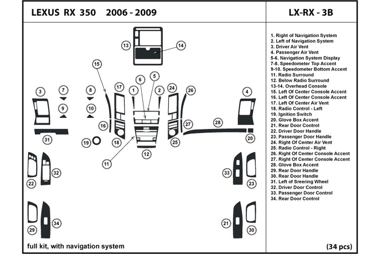 DL Auto™ Lexus RX 2007-2009 Dash Kits