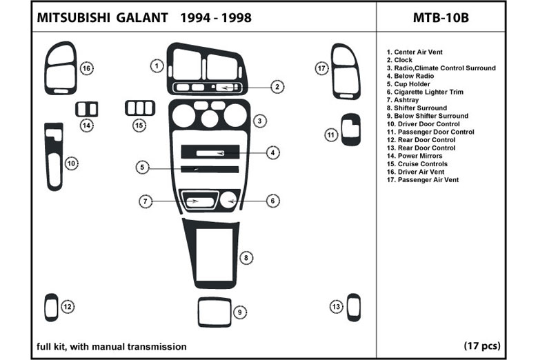 1994 Mitsubishi Galant DL Auto Dash Kit Diagram