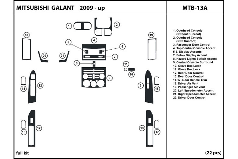 2009 Mitsubishi Galant DL Auto Dash Kit Diagram