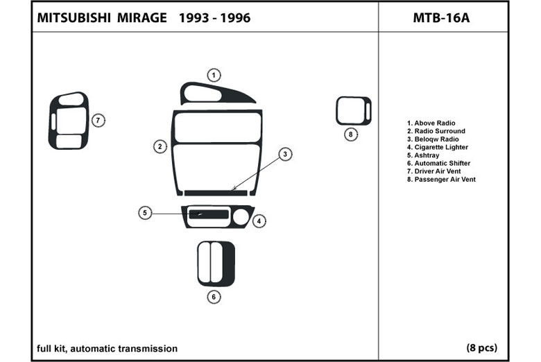 1993 Mitsubishi Mirage DL Auto Dash Kit Diagram