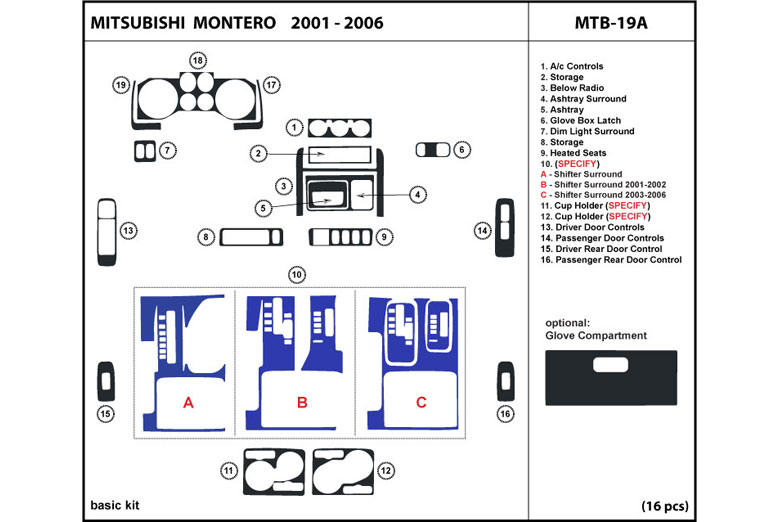 DL Auto™ Mitsubishi Montero 2001-2006 Dash Kits