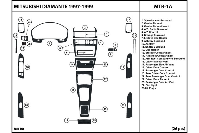 DL Auto™ Mitsubishi Diamante 1997-1999 Dash Kits
