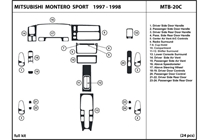 1998 Mitsubishi Montero Sport DL Auto Dash Kit Diagram