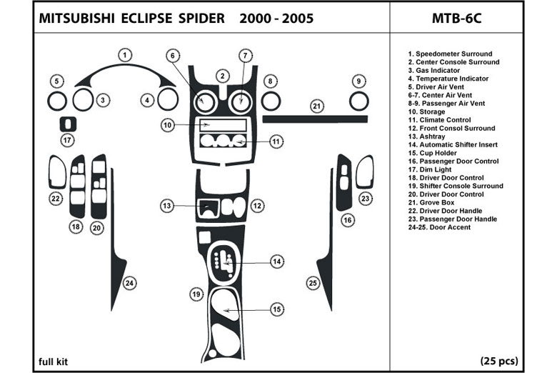 2000 Mitsubishi Eclipse DL Auto Dash Kit Diagram