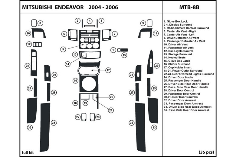 2004 Mitsubishi Endeavor DL Auto Dash Kit Diagram