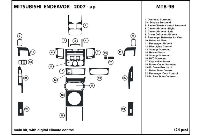 DL Auto™ Mitsubishi Endeavor 2007-2008, 2010-2011 Dash Kits