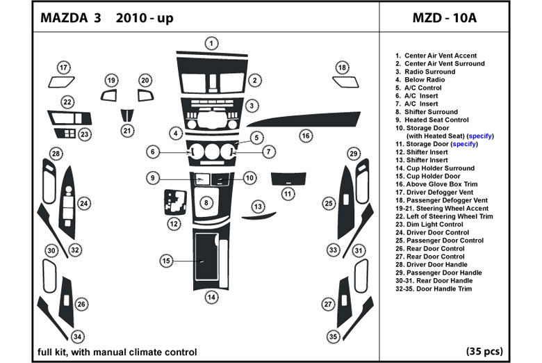 DL Auto™ Mazda Mazda3 2010-2012 Dash Kits