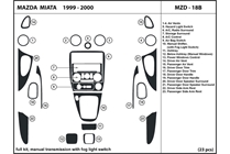 2000 Mazda MX-5 Miata DL Auto Dash Kit Diagram
