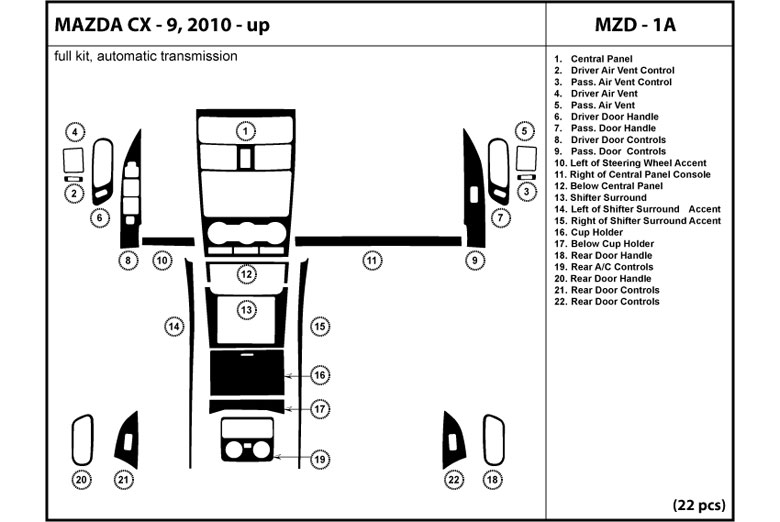 DL Auto™ Mazda CX-9 2010-2011 Dash Kits