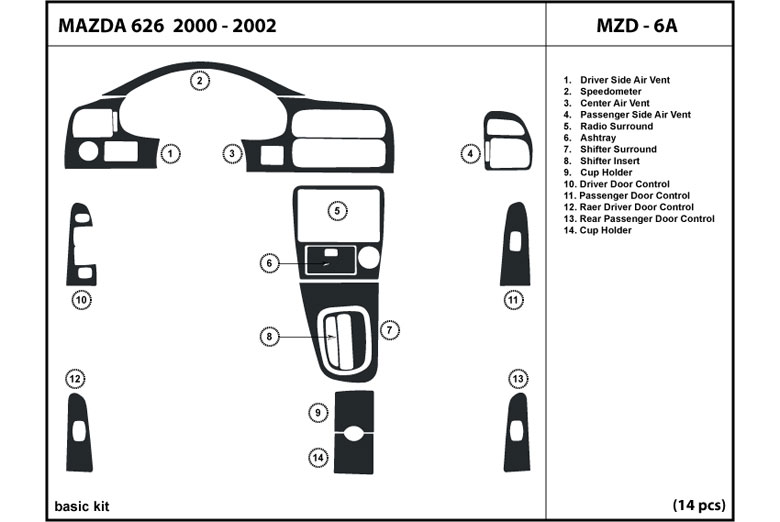 DL Auto™ Mazda 626 2000-2002 Dash Kits