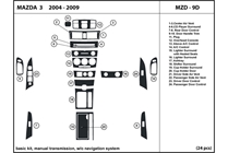 2006 Mazda Mazda3 DL Auto Dash Kit Diagram