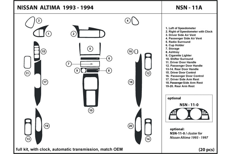 DL Auto™ Nissan Altima 1993-1994 Dash Kits
