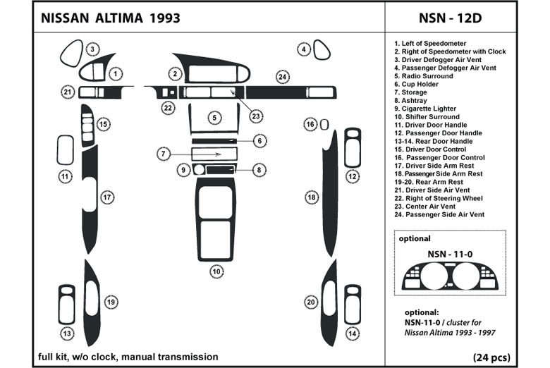 DL Auto™ Nissan Altima 1993 Dash Kits