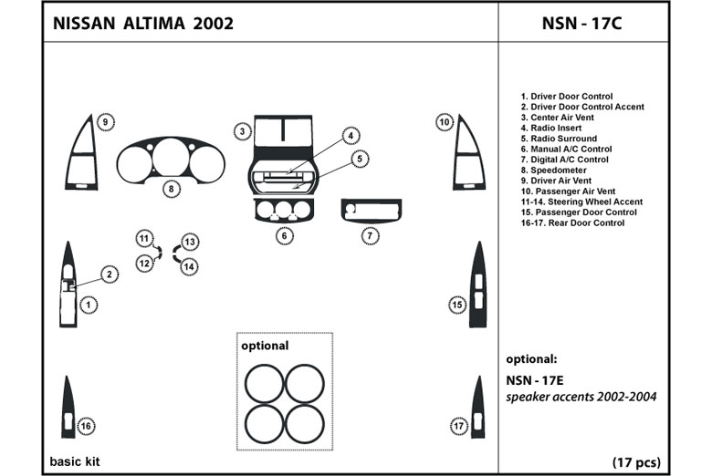 DL Auto™ Nissan Altima 2002 Dash Kits
