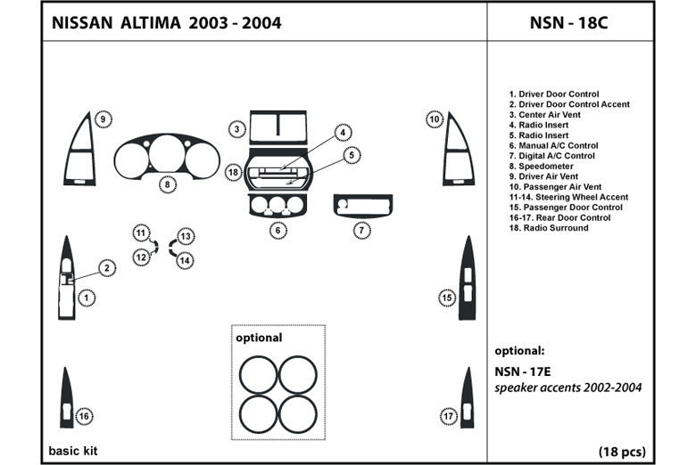 DL Auto™ Nissan Altima 2003-2004 Dash Kits