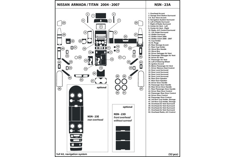 2005 Nissan Armada DL Auto Dash Kit Diagram