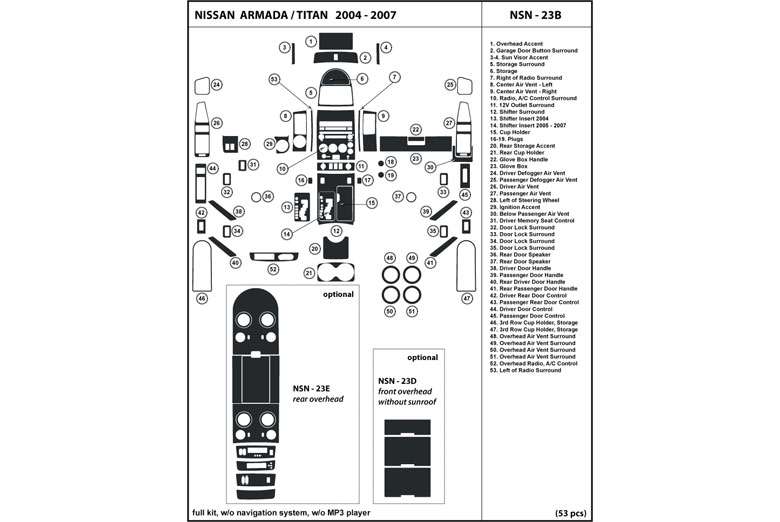 2004 Nissan Titan DL Auto Dash Kit Diagram