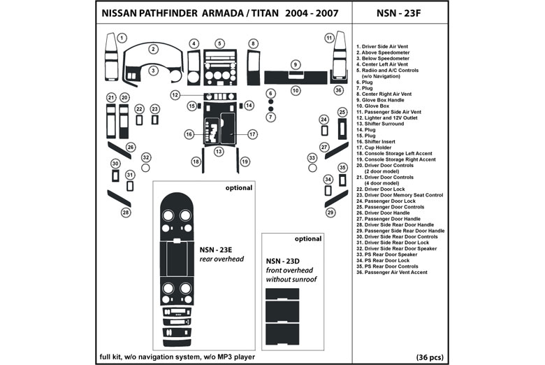 2005 Nissan Armada DL Auto Dash Kit Diagram