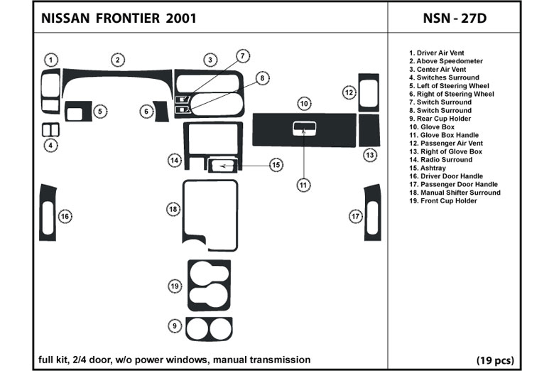 2001 Nissan Frontier DL Auto Dash Kit Diagram