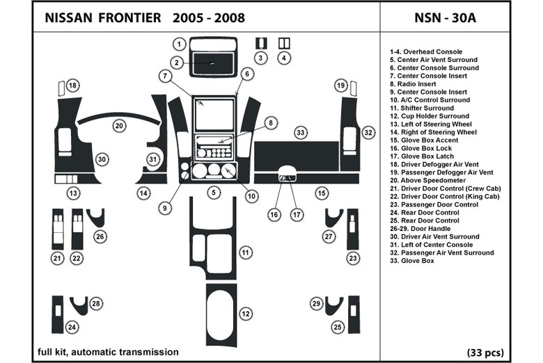 2005 Nissan Frontier DL Auto Dash Kit Diagram