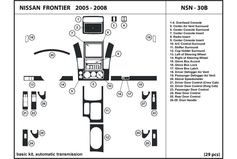 2005 Nissan Frontier DL Auto Dash Kit Diagram