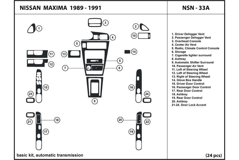 1989 Nissan Maxima DL Auto Dash Kit Diagram