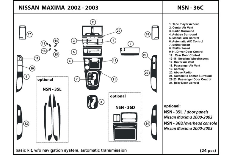 DL Auto™ Nissan Maxima 2002-2003 Dash Kits