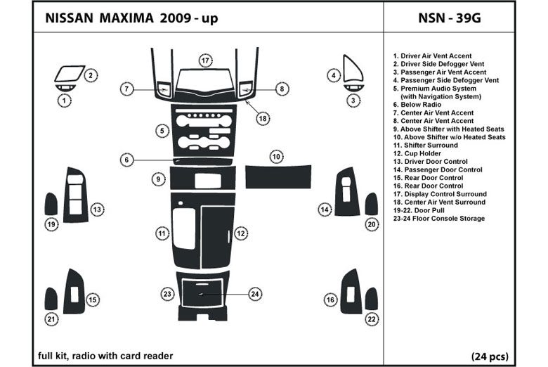 2009 Nissan Maxima DL Auto Dash Kit Diagram