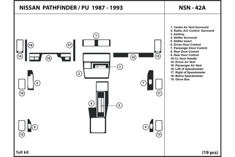 1987 Nissan Pathfinder DL Auto Dash Kit Diagram