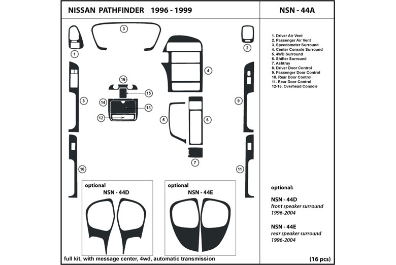 1996 Nissan Pathfinder DL Auto Dash Kit Diagram