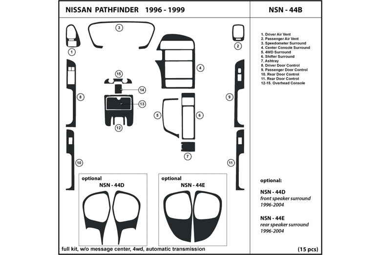 1996 Nissan Pathfinder DL Auto Dash Kit Diagram