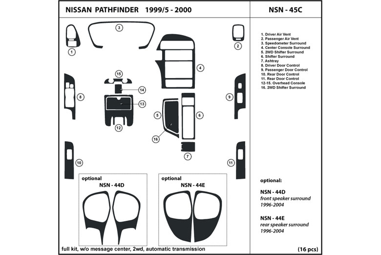 1999 Nissan Pathfinder DL Auto Dash Kit Diagram