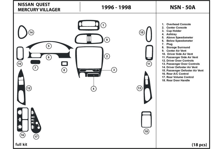 DL Auto™ Mercury Villager 1996-1998 Dash Kits