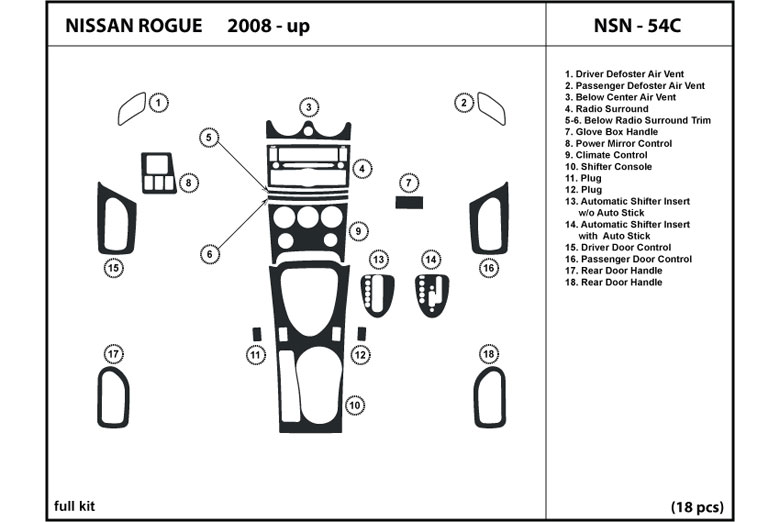DL Auto™ Nissan Rogue 2008-2010 Dash Kits