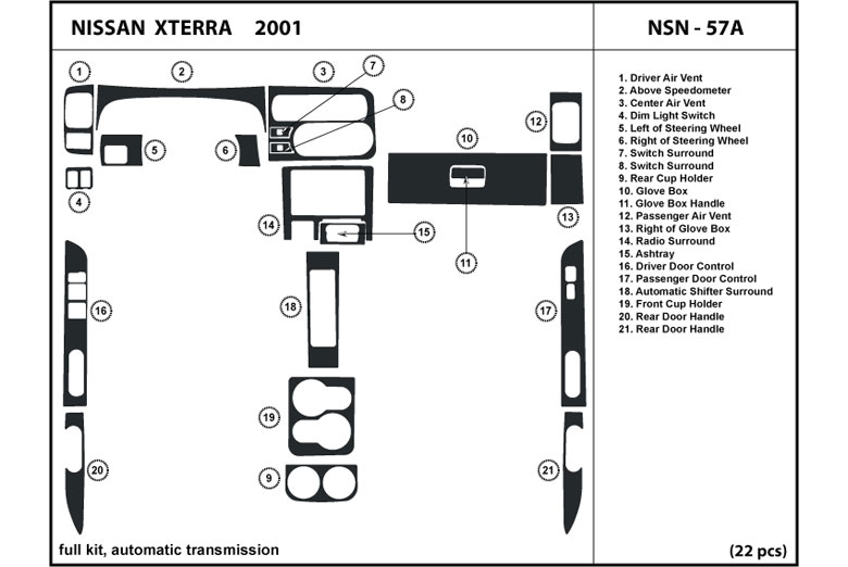 DL Auto™ Nissan Xterra 2001 Dash Kits