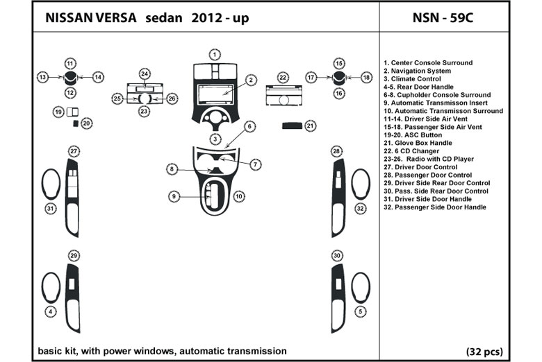 DL Auto™ Nissan Versa 2012 Dash Kits