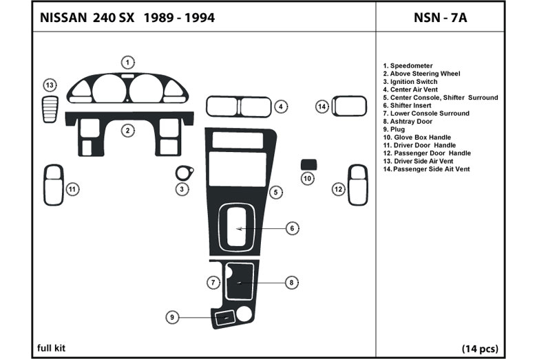1989 Nissan 240SX DL Auto Dash Kit Diagram