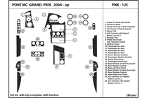 2004 Pontiac Grand Prix DL Auto Dash Kit Diagram