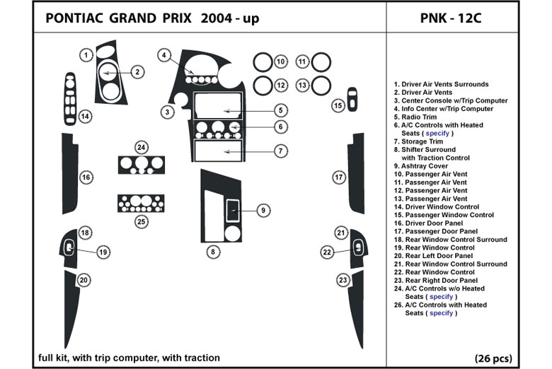 DL Auto™ Pontiac Grand Prix 2004-2005 Dash Kits