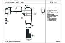 1990 Saab 9000 DL Auto Dash Kit Diagram