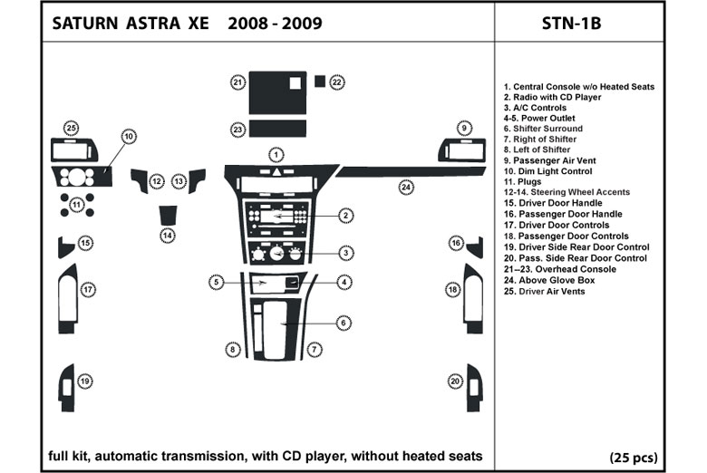 2008 Saturn Astra DL Auto Dash Kit Diagram